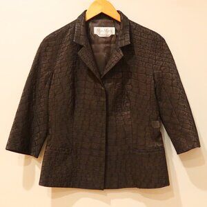 MAX MARA Blazer jacket animal print brown metallic snap office Italy designer 8